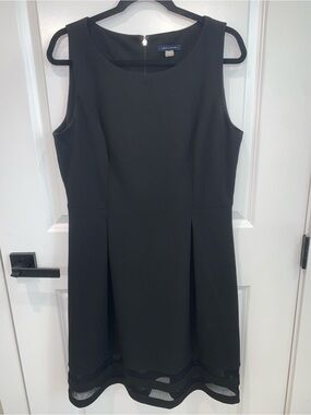 Tommy Hilfiger Black Sleeveless Sheath Dress with Sheer Hem Panels